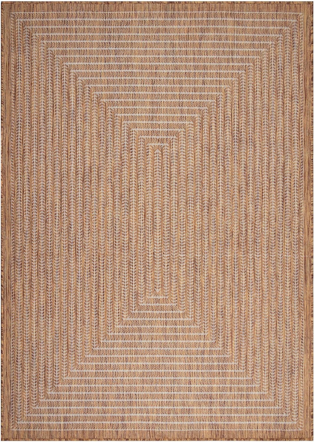 Adiva Rugs Outdoor Indoor Area Rug, Weather Resistant, Easy to Clean, Stain Resistant Floor Mat for Dining Room, Backyard, Deck, Patio (Wooden, 2'6" x 7')