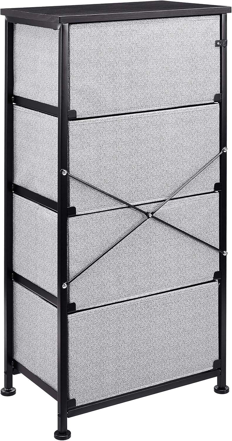 Amazon Basics Fabric 4-Drawer Storage Organizer Unit for Closet, Black