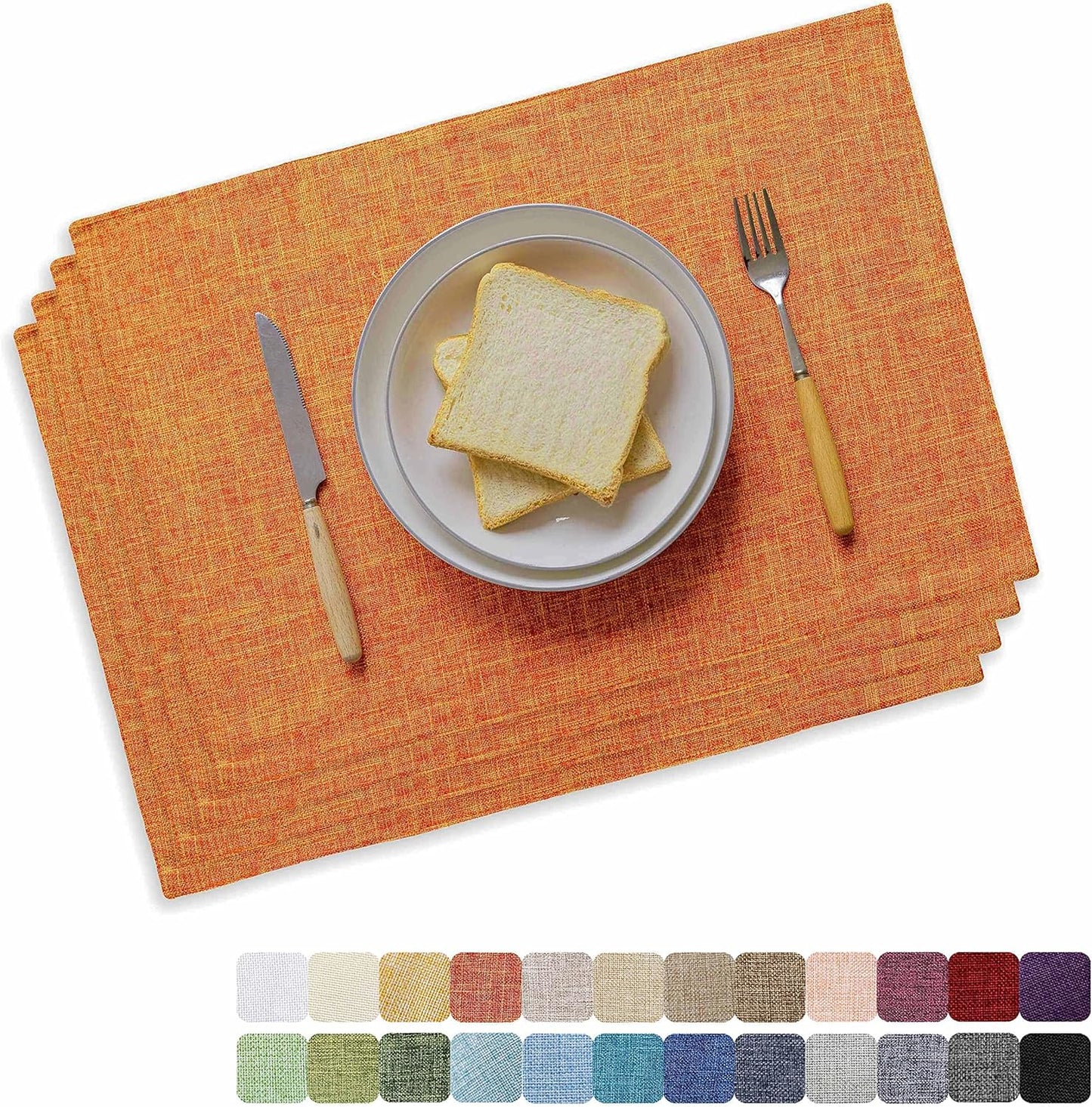 Home Brilliant Cloth Placemats Set of 4 Heat Resistant Fall Dining Table Place Mats for Kitchen Table Dinner Party Halloween Decorations, 13 x 19 inches, Orange