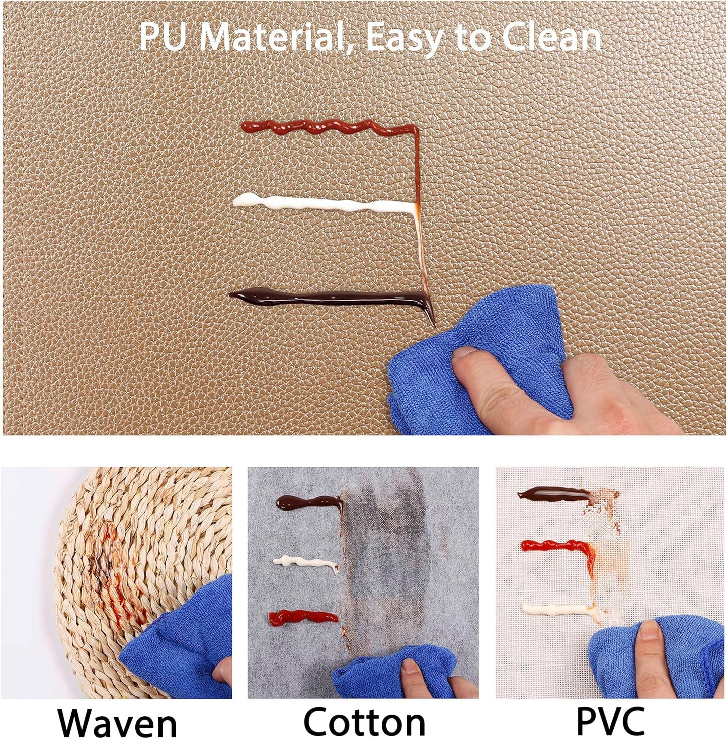 Set of 8 Faux Leather Placemats, PU Table Mats, Waterproof, Stain Resistant, Heat Resistant, Easy to Clean for Kitchen Dining Table,Conference Table