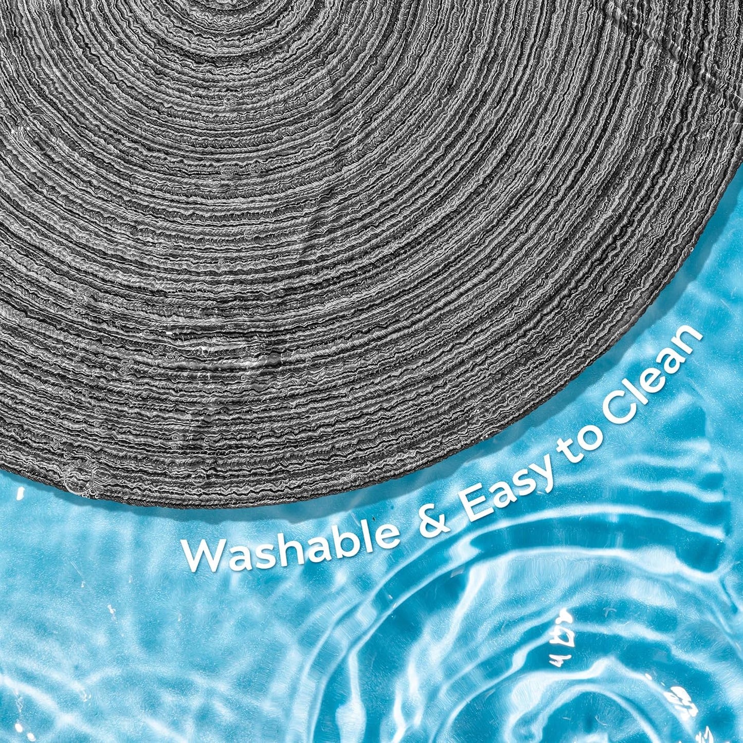 Leetaltree Round Placemats Heat and Slip Resistant Cotton Table Mats, Washable Bohemian Placemats for Dining Tables (Charcoal, Set of 6)