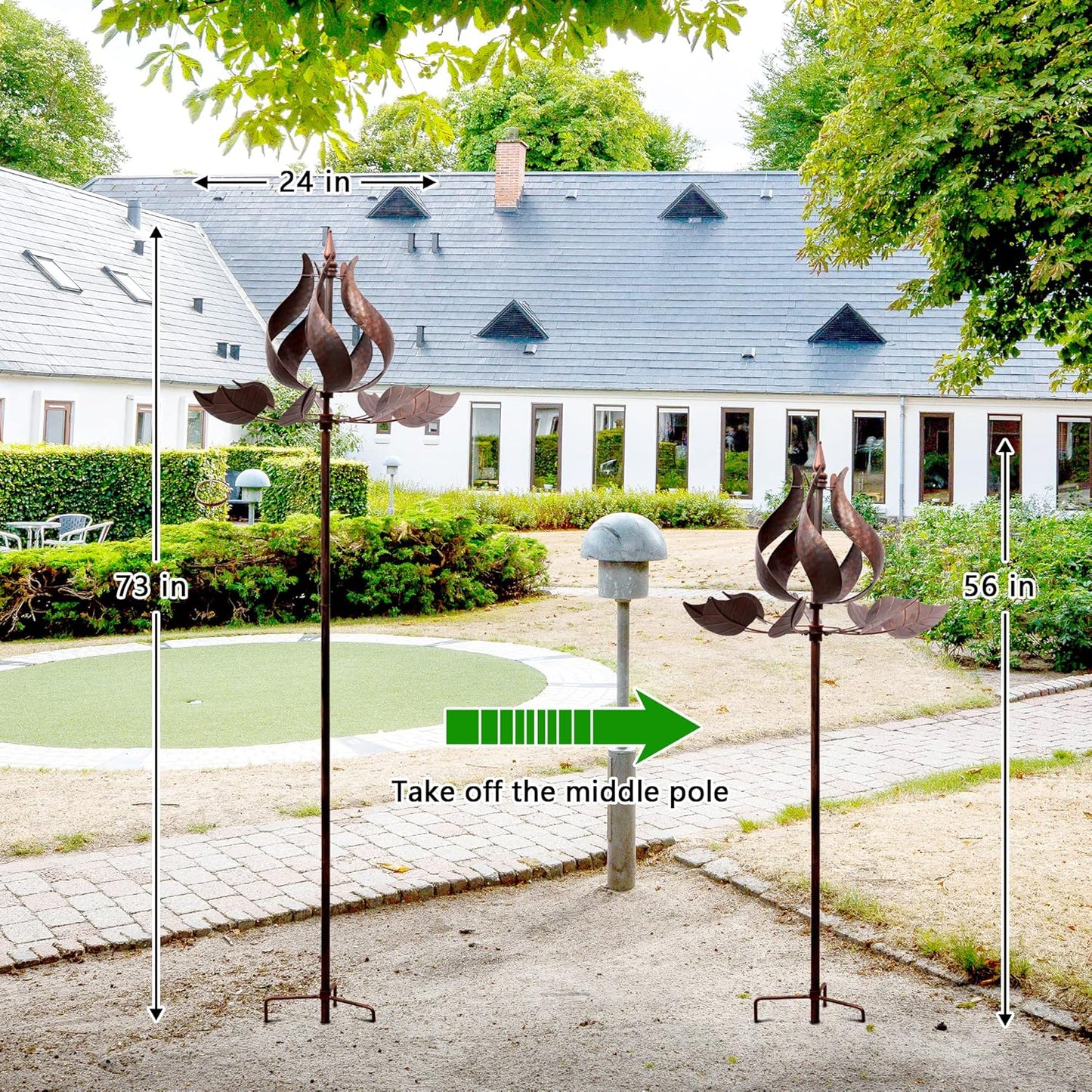 Wind Spinners Outdoor - Large Tulip Metal Bronze Color Wind Sculptures & Spinner, Kinetic Gift Ideal Windmill Decor for Garden and Yard (75 inch Height)