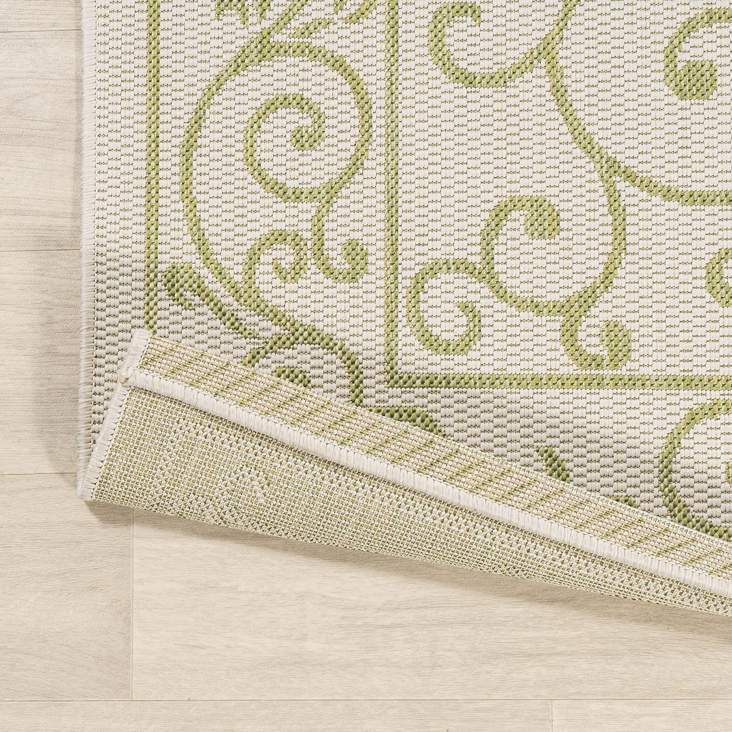 JONATHAN Y Vintage Filigree Indoor Outdoor Area Rug 3X5 Cream/Green, Charleston Textured Weave for Backyard, Patio, Porch, Easy-Cleaning, High Traffic, Pet-Friendly, Non-Shedding (SMB106I-3)