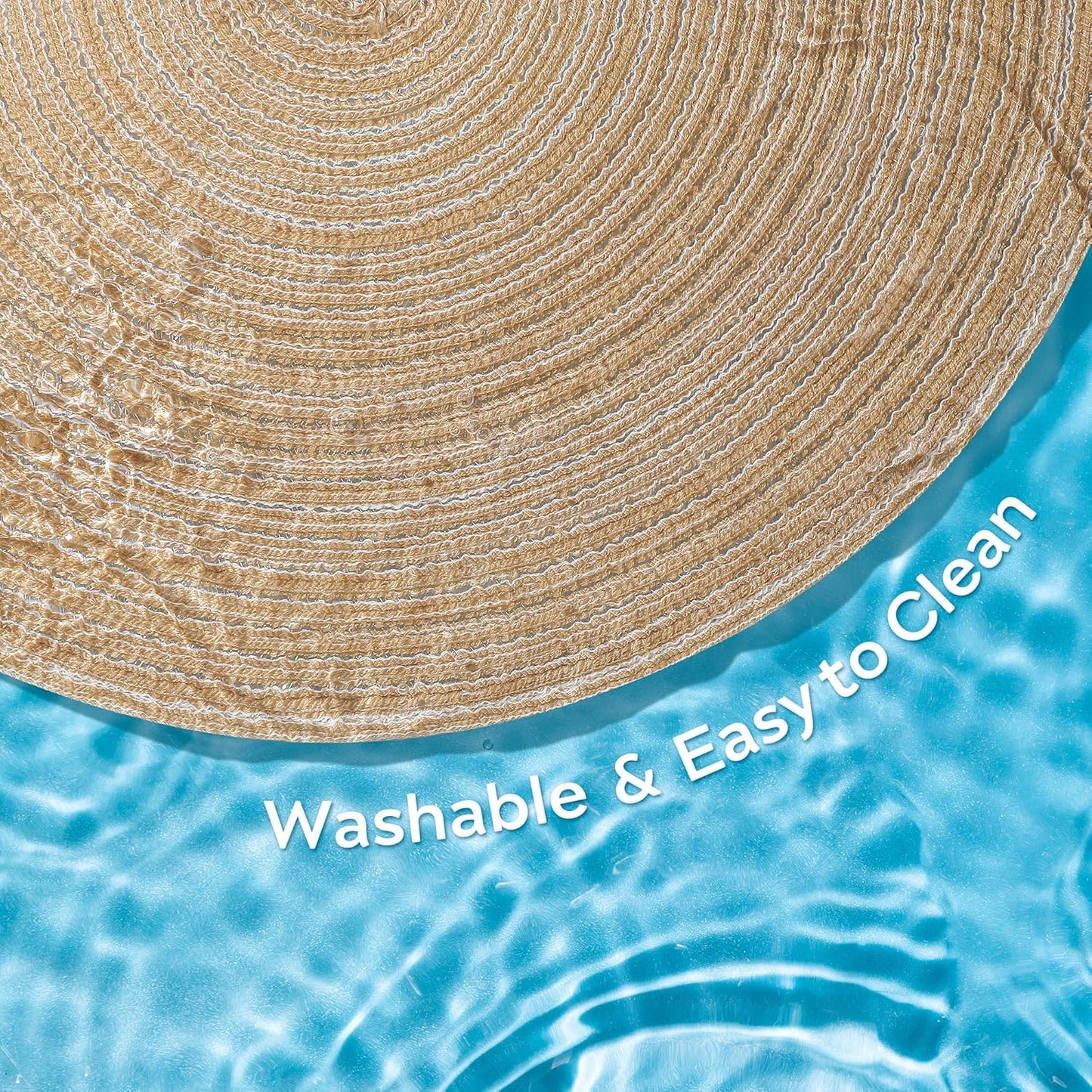 Leetaltree Round Placemats Heat and Slip Resistant Cotton Table Mats, Washable Bohemian Placemats for Dining Tables (Beige, Set of 8)