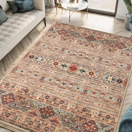 Keen Home Design 9x12 Rug - Machine Washable Area Rug with Non-Slip Backing, Ideal for Living Room, Dining Room, Bedroom - Vintage, Easy Clean, Durable, Low Pile Rug - (9' x 12')